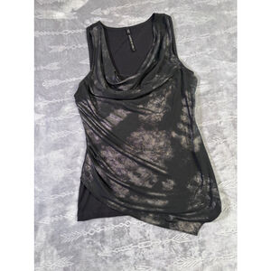 Karen Millen Black Metallic Sheer Overlay Sleeveless Top
